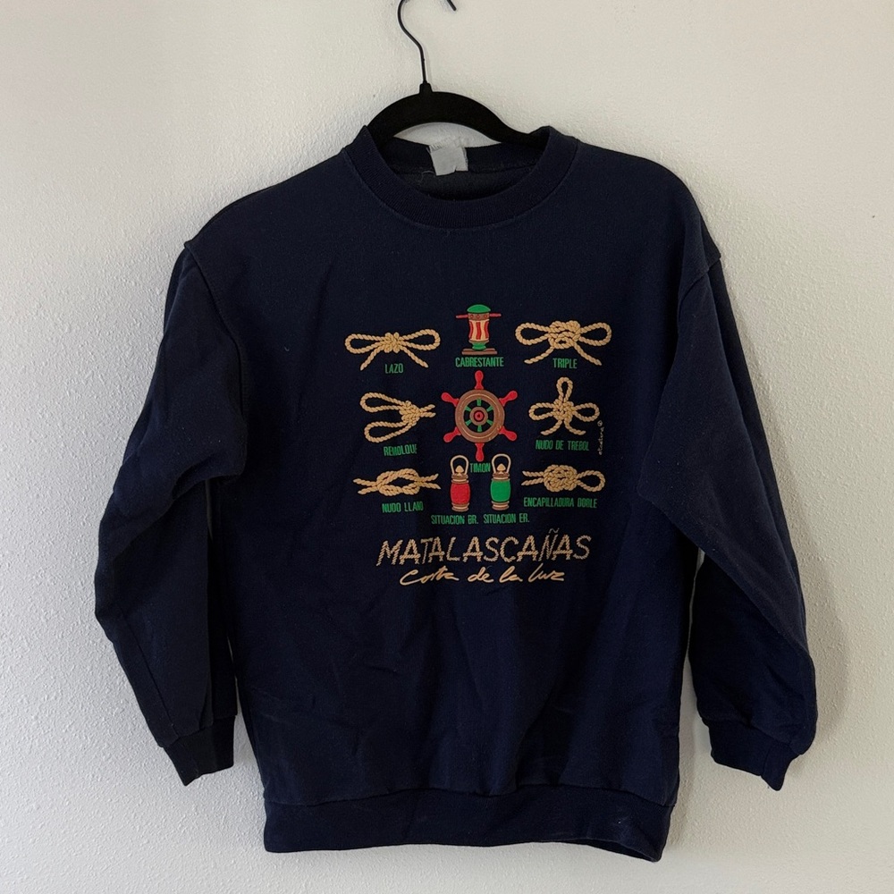Navy Blue Graphic Sweatshirt - Vintage, Spanish Town